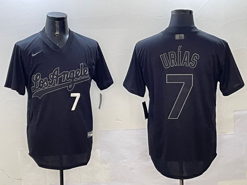 Men Los Angeles Dodgers 7 Urias Black Fashion Game 2025 Nike MLB Jersey style 3181
